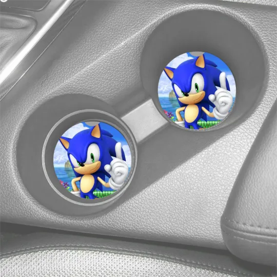 Discover Sonic the Hedgehog Custom Sandstone Car Coasters