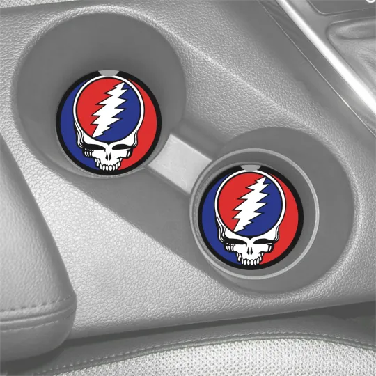 Grateful Dead Lightning Skull Custom Sandstone Car Coaster