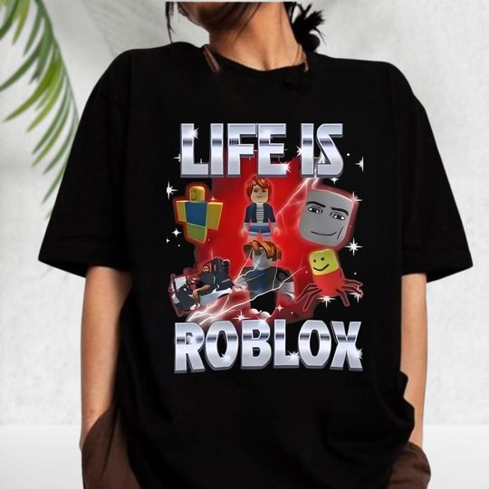 Discover Roblox Meme T Shirt, Funny Gaming Graphic Tee, Fun Cartoon Gamer Shirt
