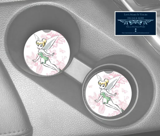 Discover TINKER BELL BUTTERFLIES DISNEY INSPIRED SANDSTONE CAR COASTER SET (2) ABSORBS