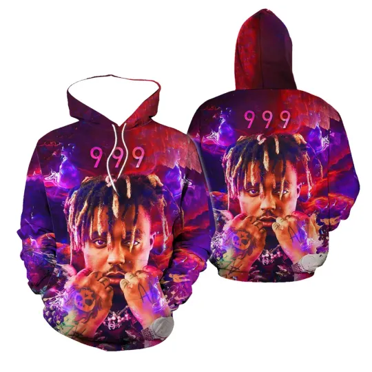 Boys Teenagers Adults 3D Printed Juice WRLD Rapper Music Hoodie