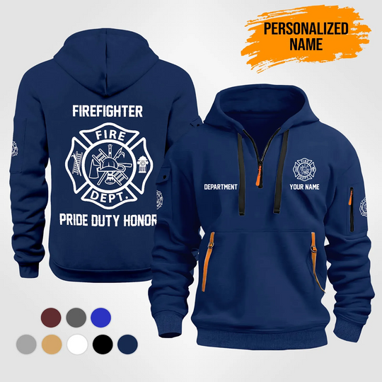 Discover Personalized Name Proud Firefighter Quarter Zip Hoodie