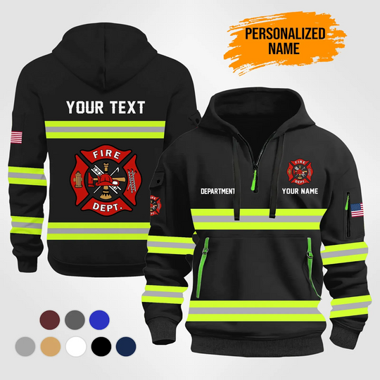 Personalized Name Love Firefighter Quarter Zip Hoodie