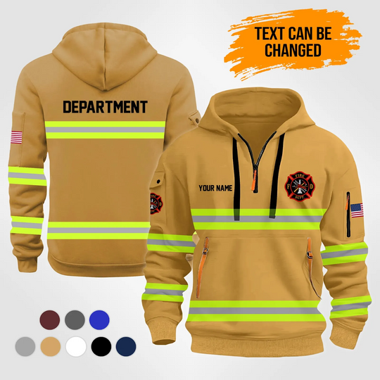 Personalized Name Love Firefighter Quarter Zip Hoodie