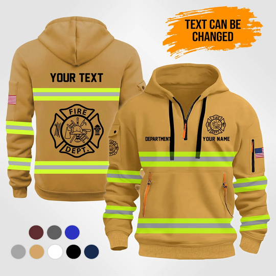 Personalized Name Love Firefighter Quarter Zip Hoodie