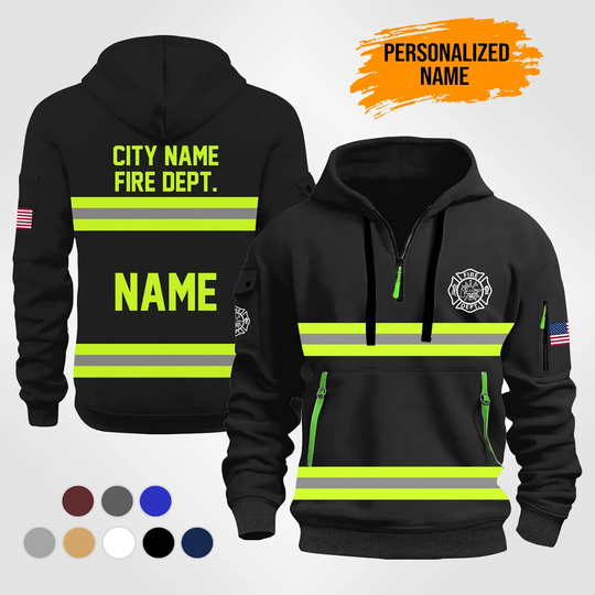 Personalized Name Love Firefighter Quarter Zip Hoodie