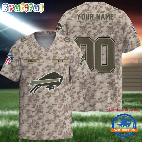 football Buffalo Bills Camo Veterans Personalized Football Jersey