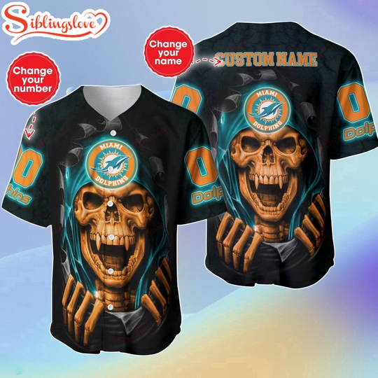 Custom Name And Number football Miami Dolphins Halloween Baseball Jersey Shirt Gift For Fans