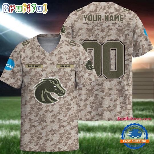 Discover NCAA Boise State Broncos Camo Veterans Personalized Football Jersey