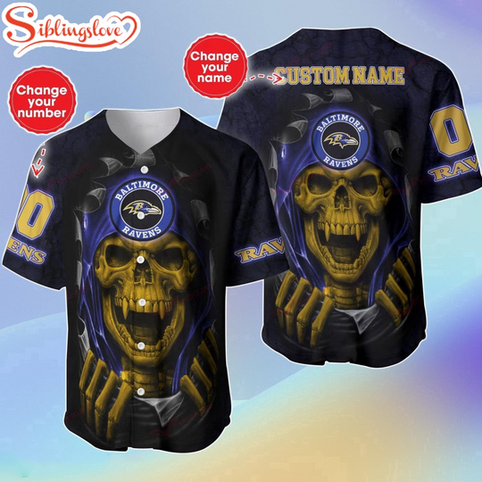 Custom Name And Number football Baltimore Ravens Halloween Baseball Jersey Shirt Gift For Fans