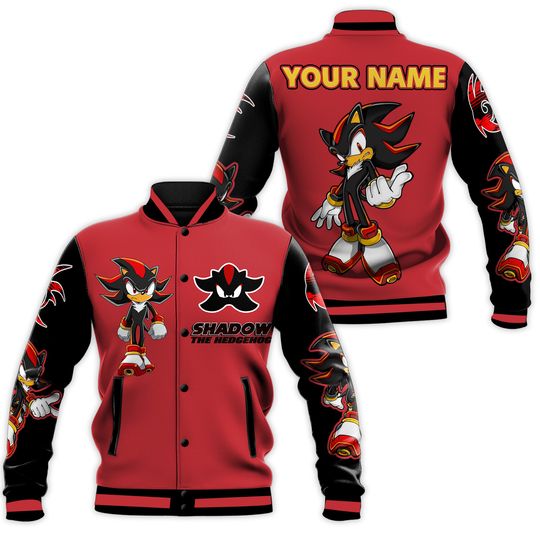 Custom Shadow The Hedgehog Baseball Jacket, Movie Jacket, Sonic the Hedgehog Sports, Gamer Gift Outfit
