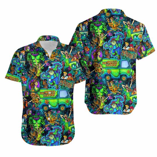 Monsters Mayhem and The Mystery Machine Scooby Doo Hawaiian Shirt