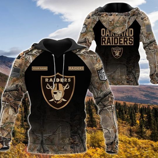 Personalized Oakland Raiders football Hunting Camo Custom 3D Hoodie