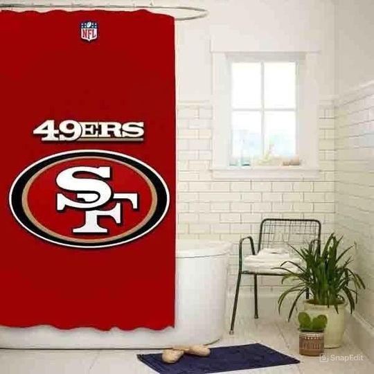 Discover San Francisco 49ers Football Shower Curtain Waterproof with Hooks