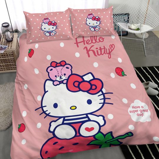 Hello Kitty Cat Pink  Bedding Set Cute