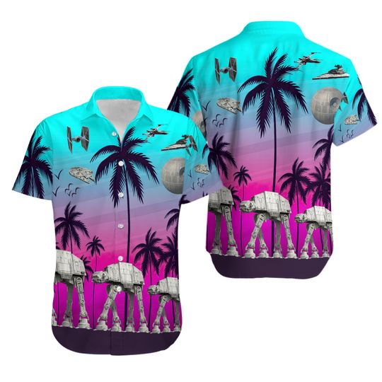 Star Wars At - At Walkers Palm Tree Summer Beach Hawaiian Shirt