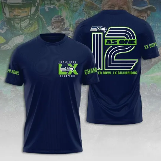 Discover Seattle Seahawk 2025 Super 1Bowl LX Champions 3D Apparel Shirt S-5XL Style10