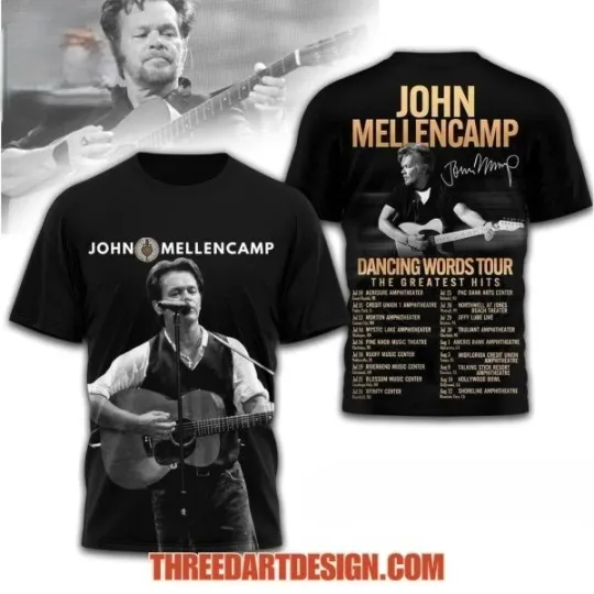 Discover Johnn Mellencamp Dancing Words Tour T-Shirt 3D