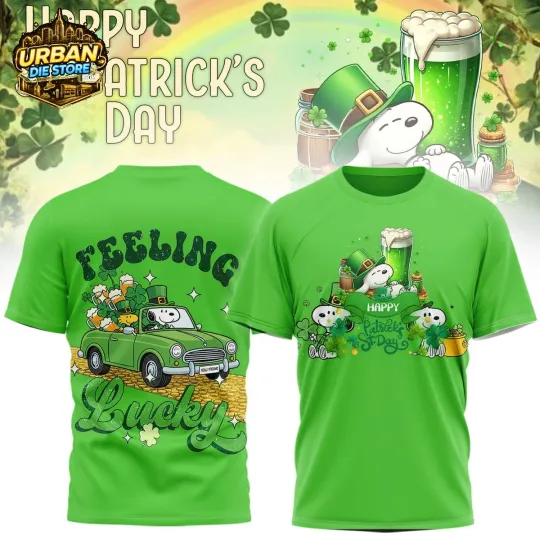 Discover Happy St. Patrick’s Day 2026 Feeling Lucky 3D T-Shirt