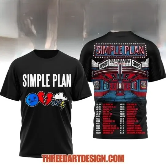 Discover Simple Plan The Bigger Than You Think Tour T-Shirt 3D