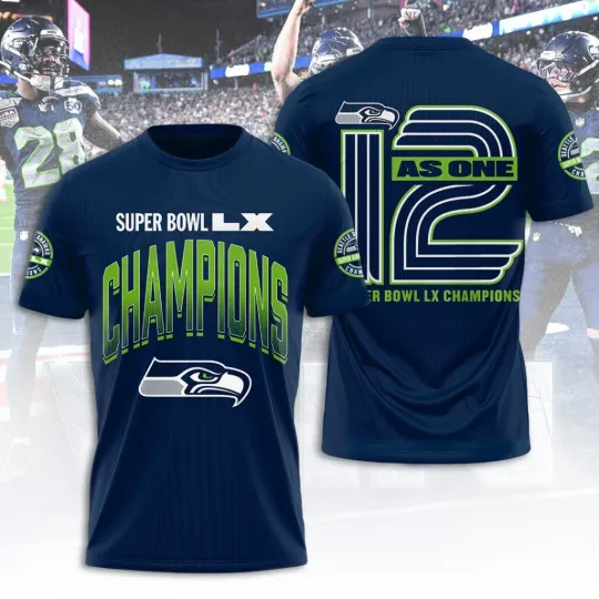 Discover Seattle Seahawk 2025 1Bowl LX Champions 3D Apparel Shirt