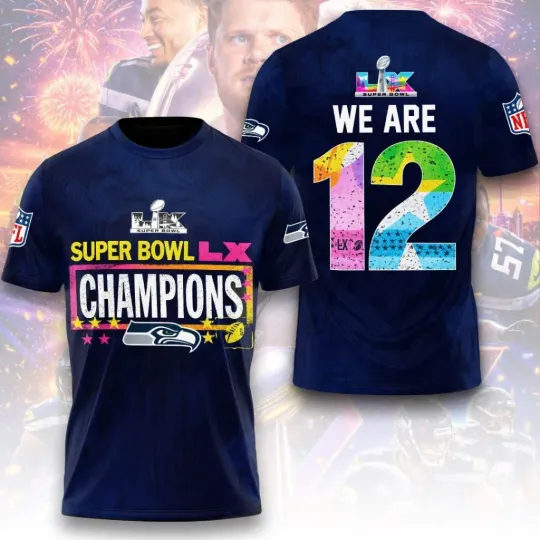 Discover Seattle Seahawk 2025 1Bowl LX Champions 3D Apparel Shirt