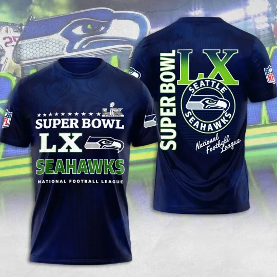 Discover Seattle Seahawk 2025 1Bowl LX Champions 3D Apparel Shirt