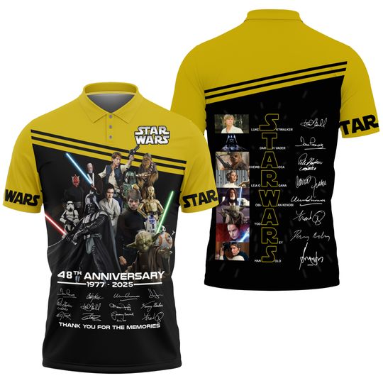 Star Wars 47th Anniversary 1977 2025 Thank You Polo Shirt New