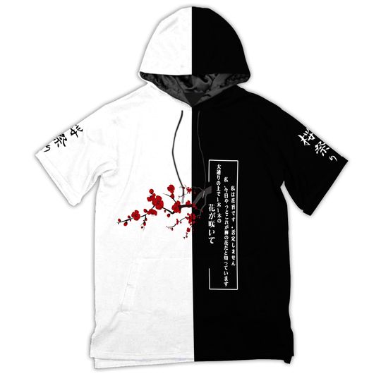 Japanese 3D Men's Short Sleeve Hoodie T-Shirt