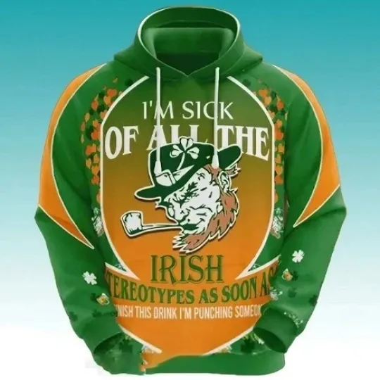 Discover Irish Pride Happy St Patricks Day All Over Print Hoodie 3D
