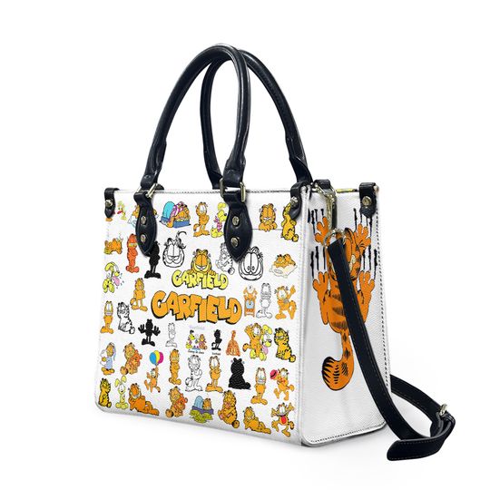 Garfield Cat Leather Handbag, Garfield Cat Cartoon Lovers Gift