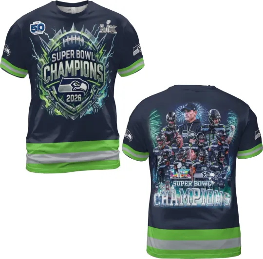 Discover 2026 Seattle Seahawks Super Bowl LX Champions All Over Shirt