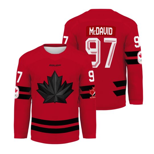 Connor McDavid Team Canada 2026 Winter Olympics Jersey Red + White STITCHED