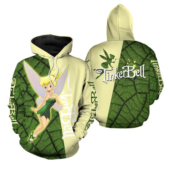 Personalized Fairy Tinkerbell Hoodie, Peter Pan Movie 3D Adult Hoodie, Fairy Tinkerbell All Over Print Shirt, Cartoon Movie Hoodie