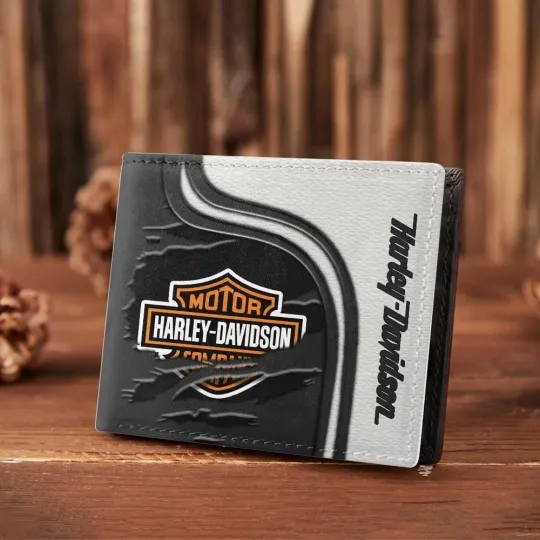 Discover Harley Motor Davidsonn Racing Men's Leather Wallet Gift For Him Dad