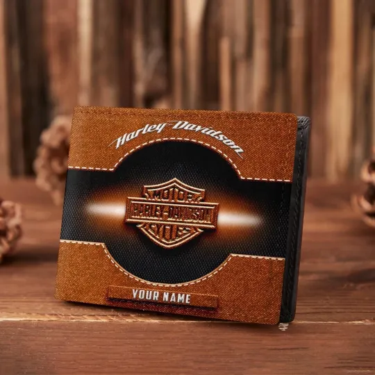 Discover Personalized Harley Motor Davidsonn Racing Men's Leather Wallet Gift For Him Dad