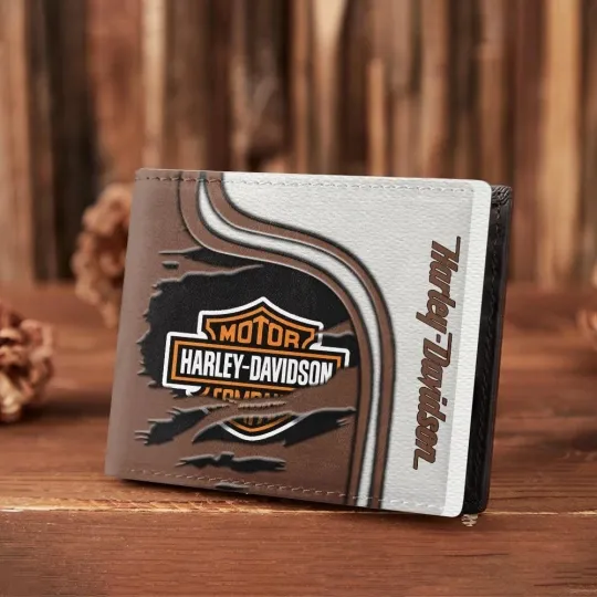 Discover Harley Motor Davidsonn Racing Men's Leather Wallet Gift For Him Dad