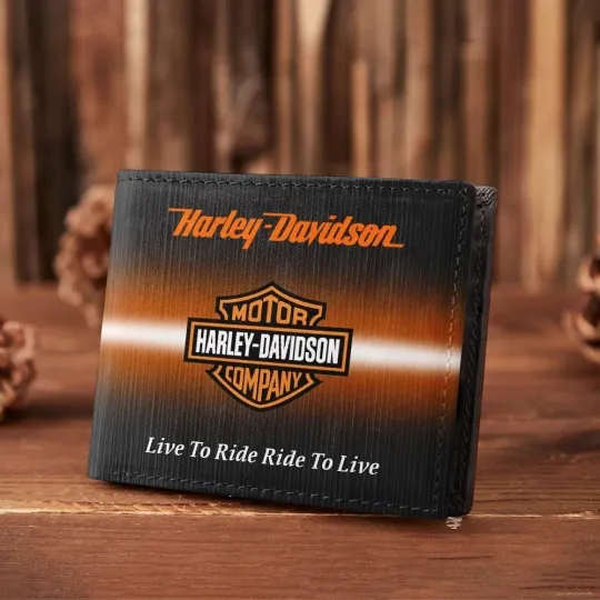 Discover Harley Motor Davidsonn Racing Men's Leather Wallet Gift For Him Dad