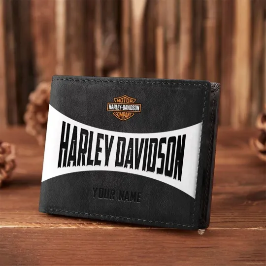 Discover Personalized Harley Motor Davidsonn Racing Men's Leather Wallet Gift For Him Dad