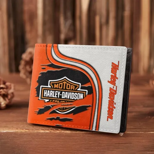 Discover Harley Motor Davidsonn Racing Men's Leather Wallet Gift For Him Dad