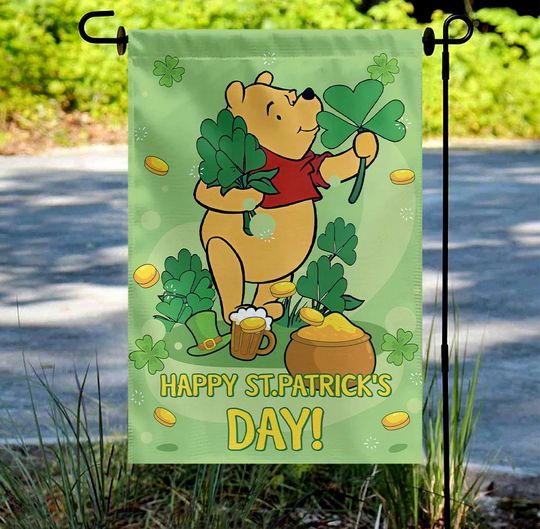 Discover Winnie Pooh Shamrock Flag, Disney Shenanigans Yard Flag, The Pooh Patrick Flag, Lucky Pooh Bear Shamrock Flag, Winnie Pooh Patrick Flag