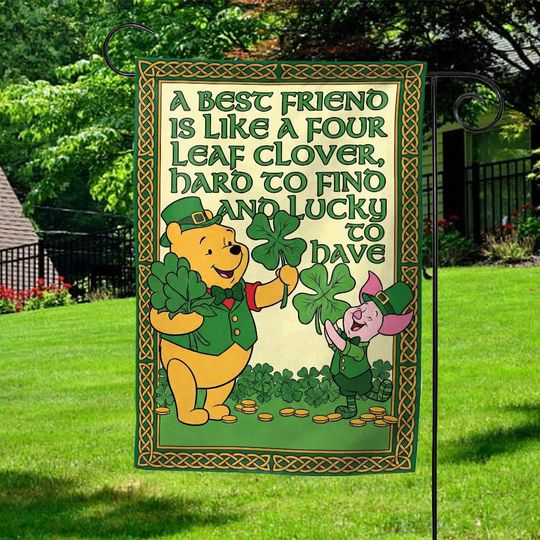 Feeling Lucky, Happy St Patrick's Day Garden Flag, Winnie the Pooh St Patrick's Day, Disney Irish Day, Saint Patrick's Day,Paddy's Day