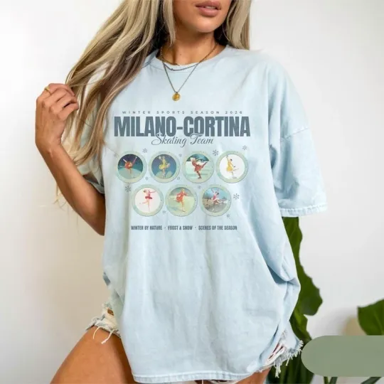 Discover Vintage Milano Cortina Skating Team Unisex T-shirt