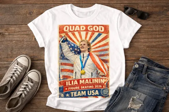 Quad God Ilia Malinin Team USA Art New T-Shirt