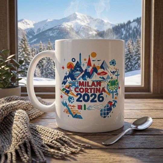Milan Cortina 2026 Winter olympics Games Coffee Mug | 11oz White Ceramic Italy Souvenir | Winter Sports Fan Gift
