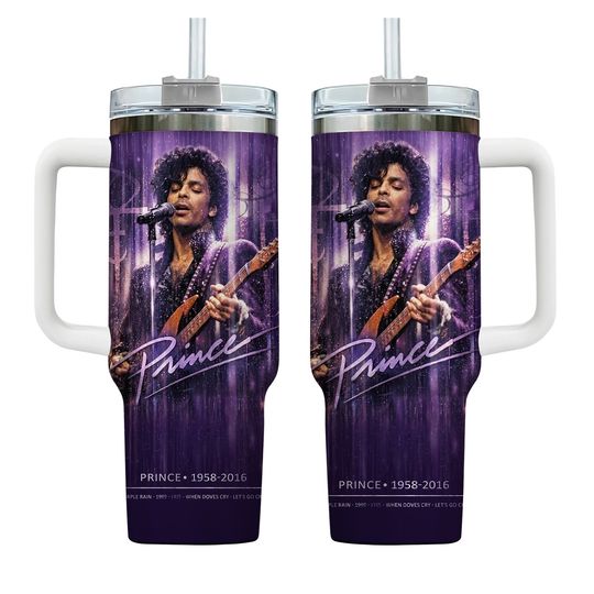 Personalized Prince Pur Rain Tumbler 40oz, Prince Purple Tumbler 40oz, Lover Prince Tumbler Gift, Hot Cold Drink Cup.
