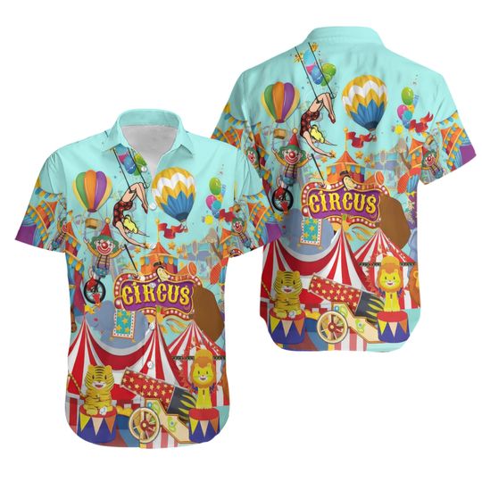 Circus Hawaiian Shirt Aloha Summer Beach Button Down For Men