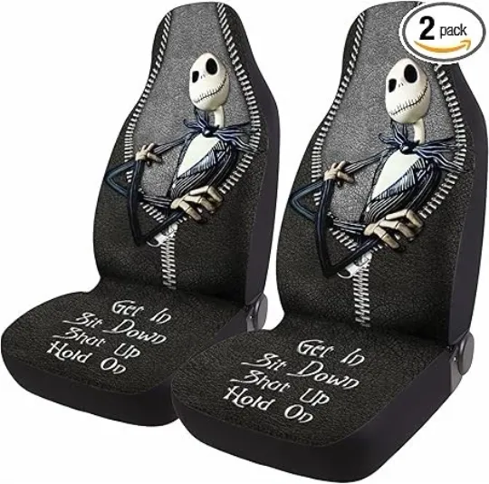 Discover Horror Nightmare Skellington Car Seat Covers for Car