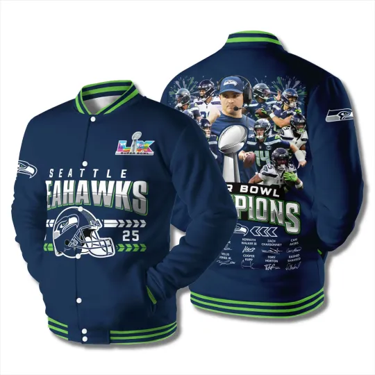 Seatle Seahawks Super Bowl Champs Baseball Jacket