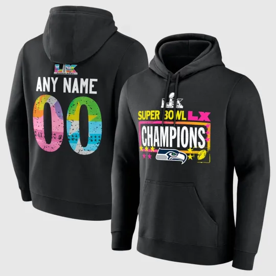 Seattle Seahawks Super Bowl LX Champions Custom Name & Number Hoodie